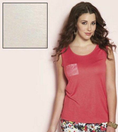 BNWT UK SIZE 20 LACE POCKET SUMMER VEST TOP TEE BY TG COLOUR PEACH CREAM NEW - Picture 2 of 3