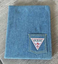 Vintage Guess Jeans Blue Denim Pocket Cover Lined Notebook Diary Notepad Unused