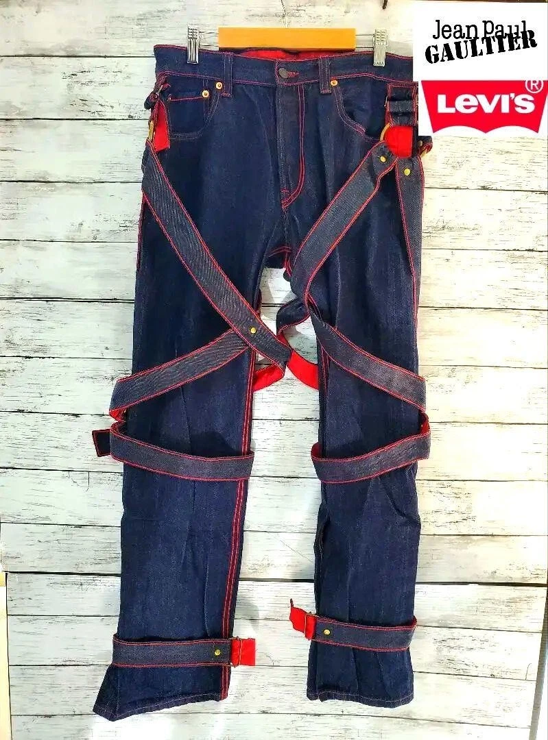 Jean Paul Gaultier X Levi'S Collaboration Bondage Jeans Limited Navy Blue  Unused | eBay