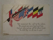 L1479 Postcard American Draft and Military Flag Art 