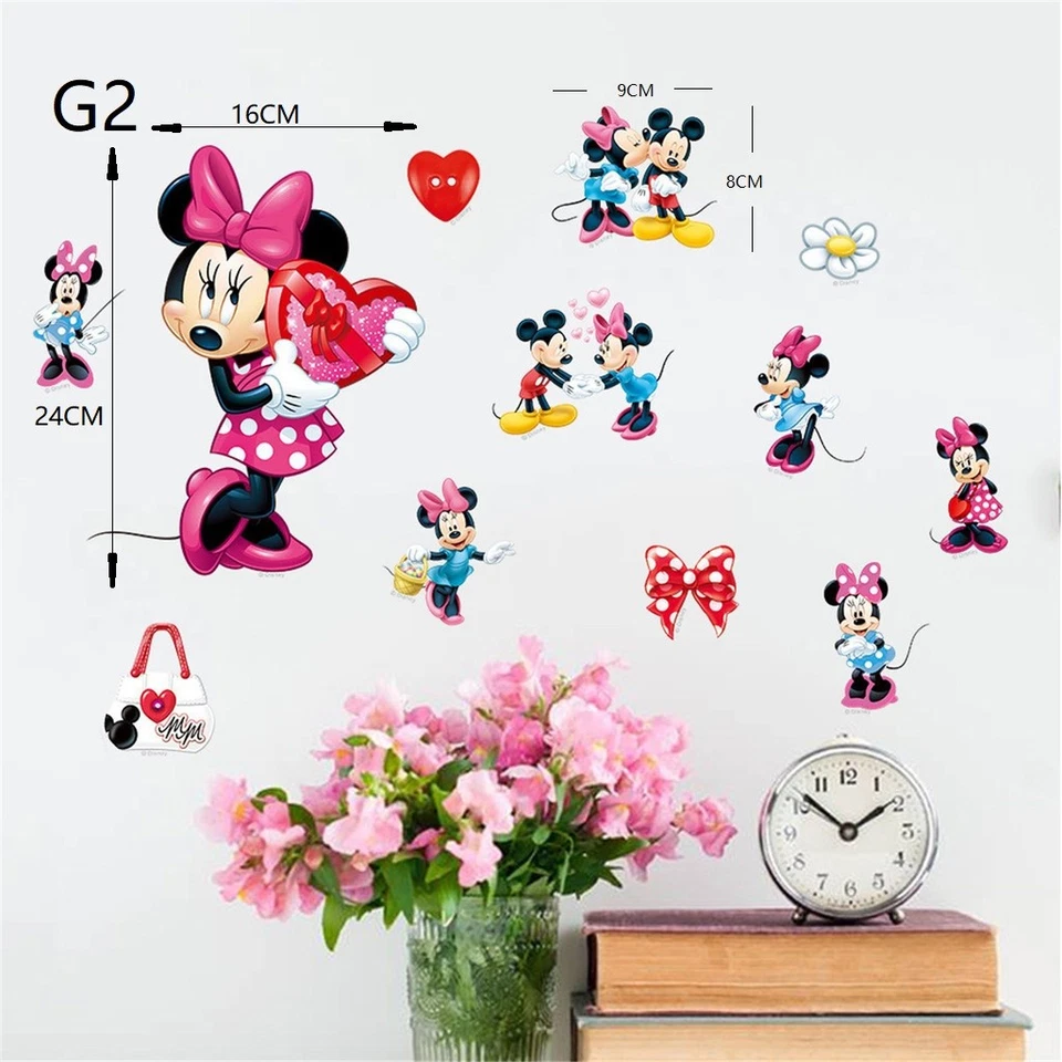 Cartoon Mickey Mouse/Minnie Mouse Wall Decals Sticker Home Kids Room Decor UK - Image 4 of 4