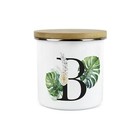 Green & Gold Letter B Storage Canister - Monstera Leaves Large Storage Container