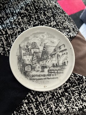 Rothenburg Rodergasse German Coaster Souvenir Porcelain Plate Kathe Wohlfahrt