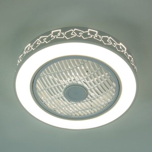 20" Round LED Ceiling Fan Light Living Room Bedroom Chandelier Lamp with Remote - Picture 6 of 23