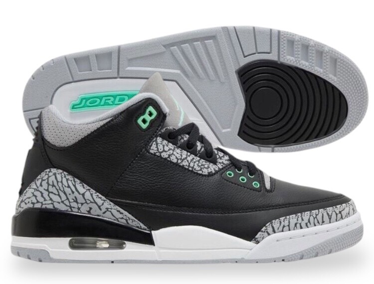 Air Jordan 3 Retro Black Green Glow Grey Mens Basketball Air Jordan 3 Retro Black Green Glow Grey Mens Basketball