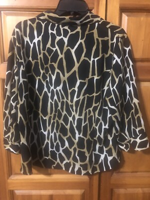 Womens Animal Print Blouse Top Sz 14 Giraffe 3/4 Sleeve by Kathy