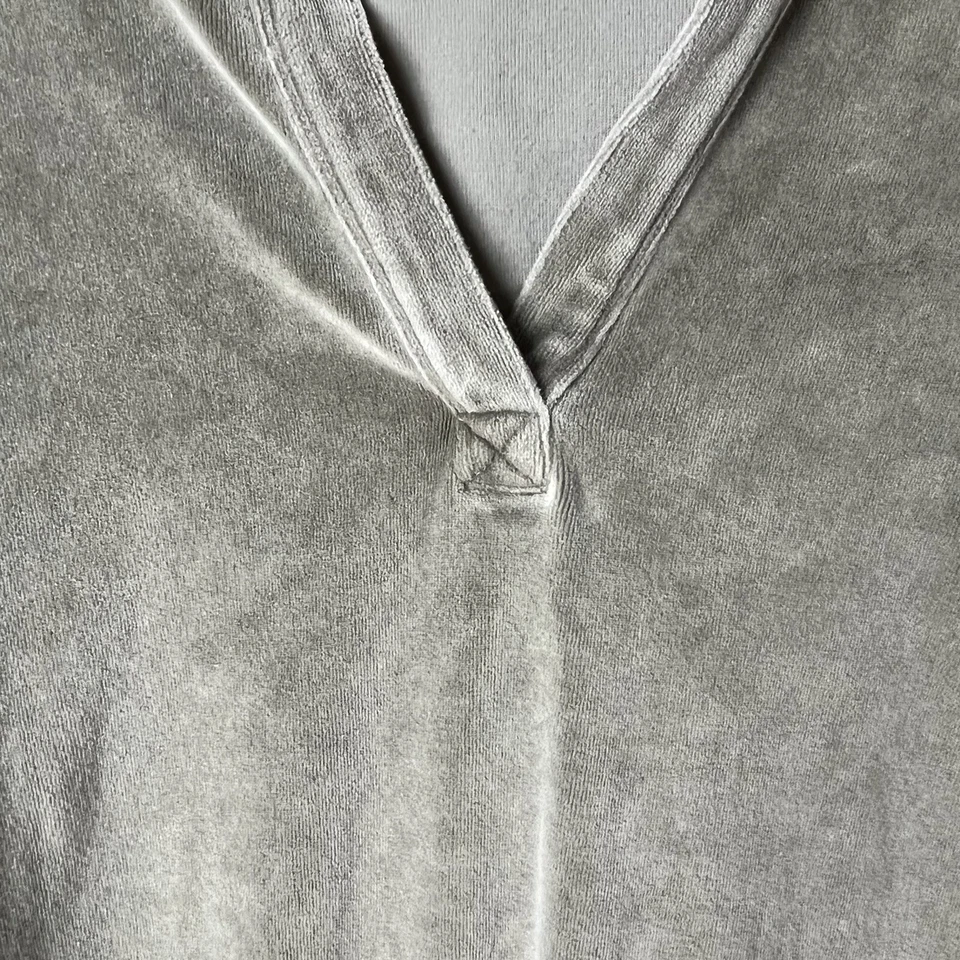 Sudadera con capucha Jessica Simpson (talla L) gris terciopelo con cordón para mujer Foto 2 de 4