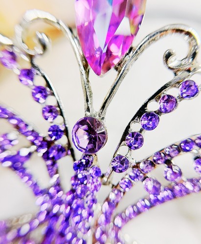 Purple Masquerade Ball Mask, Wedding Mask, Lavender Crystal Mask, Silver Mask - Picture 8 of 8