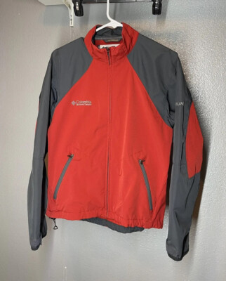 Columbia Soft Shell Jacket Full Zip Red Grey Mid-Weight Coat