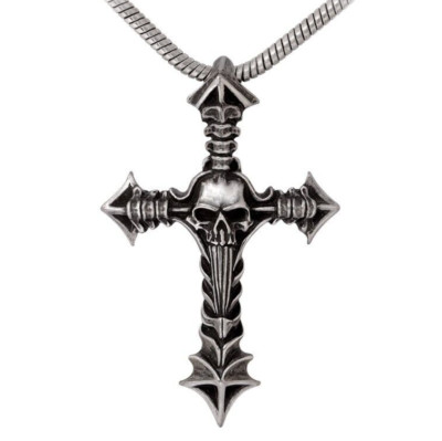 Alchemy Gothic Lovecraft Cruxinomica Pendant Skull Vertebrae Cross Pagan P951