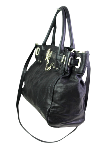 Rachel Zoe BLACK GENUINE LEATHER SHOULDER BAG X-BODY BUSINESS HANDBAG TOTE PURSE - Picture 4 of 17