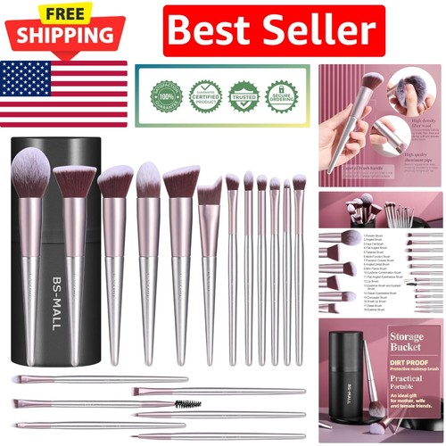 Designer Makeup Brush Collection: 18 Essential Tools in Stylish Black Case