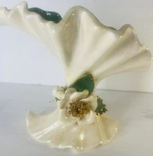 Vintage Vi O’Neil Pottery Terra Rose Lilly Vase Cream With Green Interior 1959