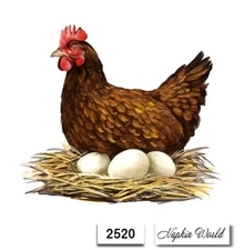 (2520) TWO Paper LUNCHEON Decoupage Art Craft Napkins - CHICKEN HEN EGGS NEST