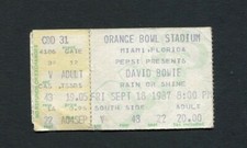 1987 David Bowie Concert Ticket Stub Miami Orange Bowl Glass Spider Tour Florida