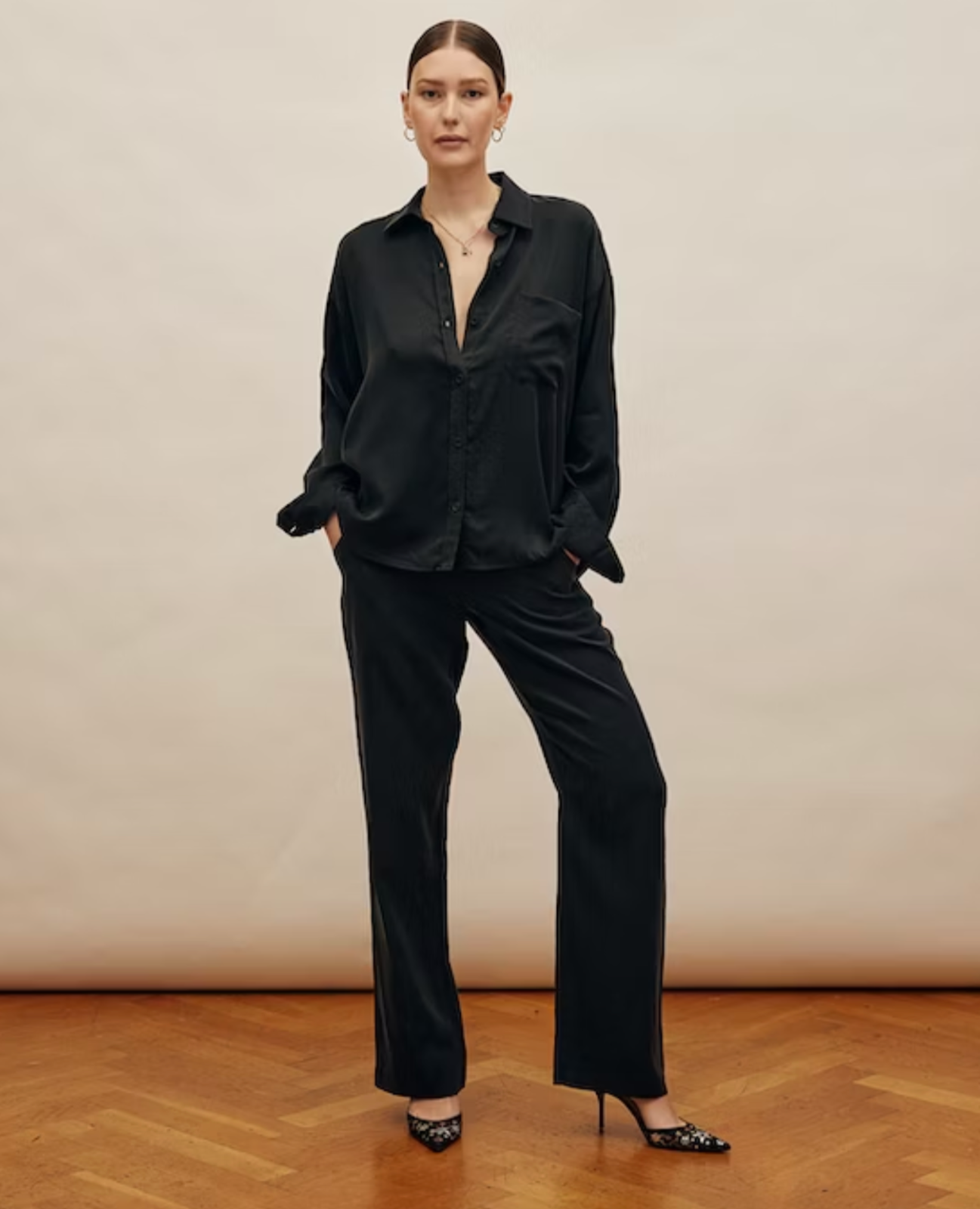 $143 DJERF AVENUE Black Straight Loose Fit On The Go Pants Women's XL ~ NEW NWOT