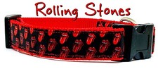 Rolling Stones dog collar Handmade adjustable buckle 1" or 5/8" wide or leash 