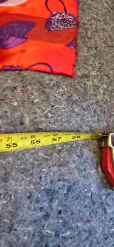 Vtg Red Hat Society scarf red w/ purple hats about 57" long - Picture 6 of 6