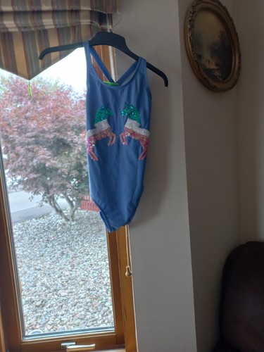 Stunning blue sequin Unicorn girl's swimsuit from M&S KIDS Size 12-13 YO, NWT - Picture 2 of 12