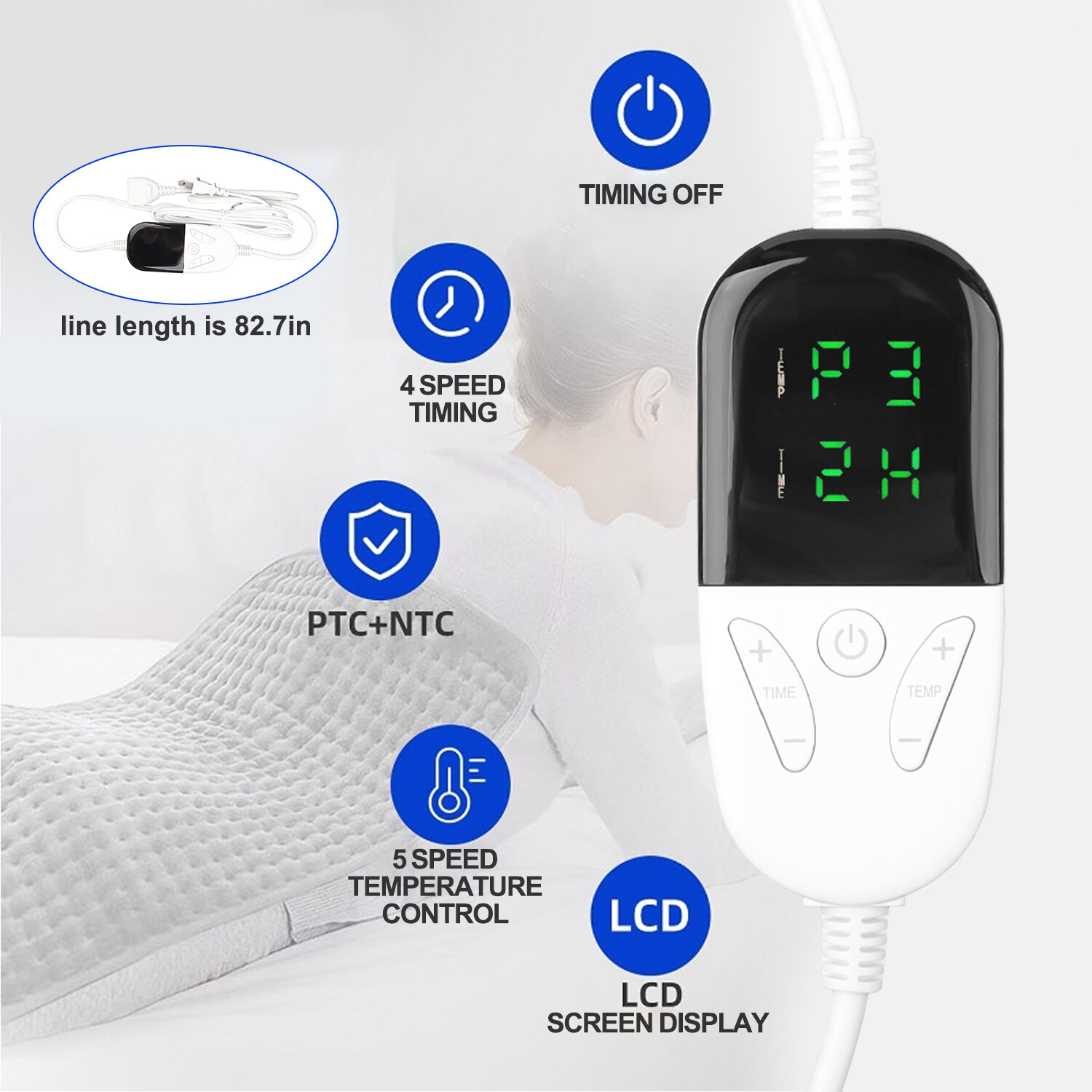 Electric Heating Pad for Back Pain, Cramps, Arthritis Relief Dry Heat