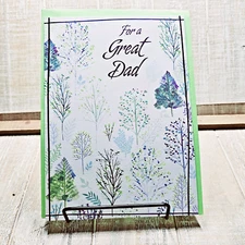 Designer Greetings Father's Day Card A Great Dad Green Blue Trees From Kids