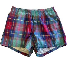 Vtg 80's Jantzen Hand Woven Indian MADRAS Plaid Swim Trunks BEACH SURFER Shorts
