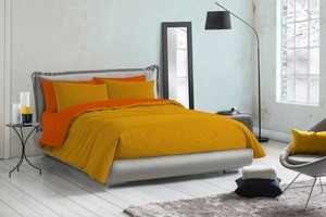 Housse de couette et une taie d'oreiller bicolore anis Housse de couette et une taie d'oreiller bicolore anis