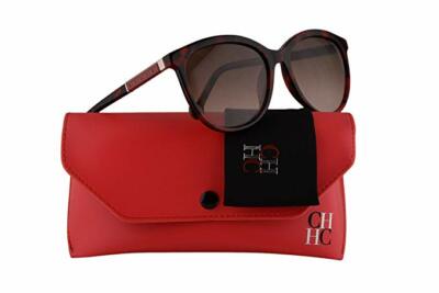 NWT Carolina Herrera Sunglasses SHE 703 0GG3 Shiny Black Red 