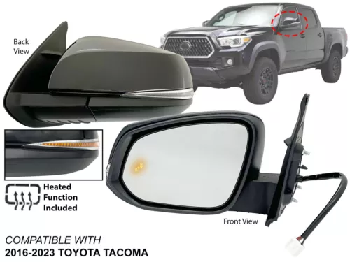 For 2016 - 2023 TOYOTA TACOMA Mirror with Signal BSD Light PTM Cap Driver Side