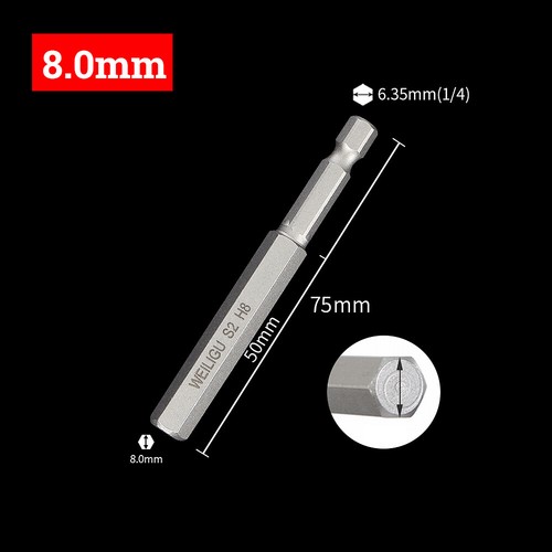 Hex Head Allen Wrench Drill Bit Set Screwdriver Socket 1/4" Hex Shank H1.5-H14 - Picture 17 of 28