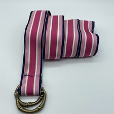 J Crew Pink Blue White Stripe D-Ring Belt Women's Size L End to End 43"