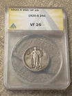 1920-S Better Date Standing Liberty Quarter, ANACS VF 25