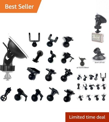 Versatile 360-Degree Dash Camera Suction Cup Mount with 14 Adapters for Vehicles