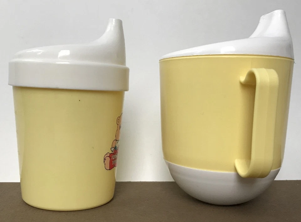 Conjunto Antigo 2 Tampos de Copo Tommee Tippee Urso Amarelo Alça Sappy Infantil - Imagem 4 de 4