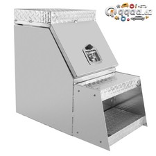 Aluminum Side Mount Semi Truck Tool Box 25x28x15 Saddle Step Open Wide Lid Aluminum Side Mount Semi Truck Tool Box 25x28x15 Saddle Step Open Wide Lid