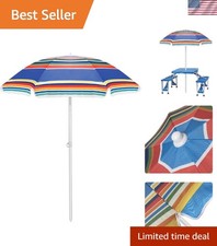 Stylish 5 Ft. Beach Umbrella with Adjustable Tilt UV Protection for Sun Safety