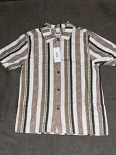 Rhythm Paisley Stripe Shirt in Desert Sage Medium 