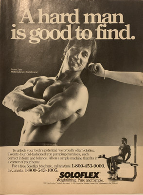 1985 Soloflex Frank Zane PRINT AD Hard Man Good To Find
