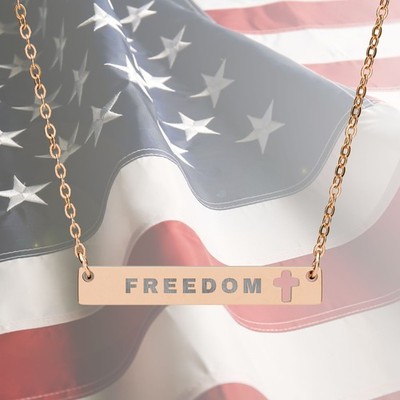 Freedom Necklace | Engraved Cutout Cross Bar Christian Charlie Kirk Keepsake