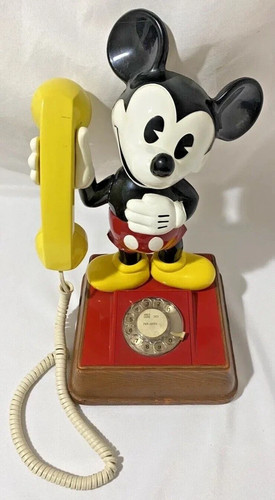1970's Mickey Mouse Rotary Standing Dial Phone Walt Disney Productions Vintage