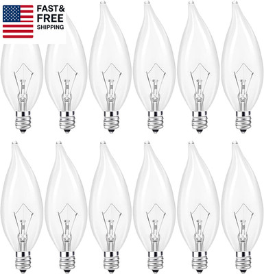 12- Pack E12 Candle Light Bulbs,60W Candelabra Light Bulbs, B10 Clear Candle B