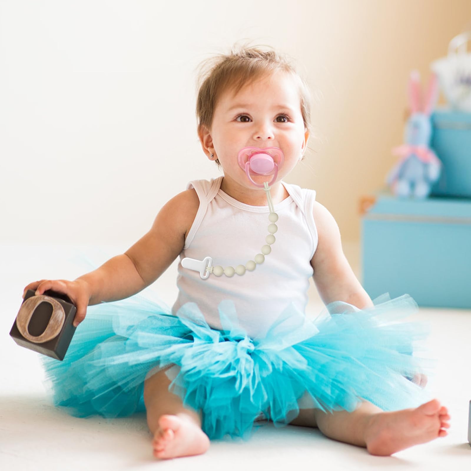 Pacifier Clips Baby Girls - Draklary 4 Pack Paci Clip Silicone Soothe Baby B...