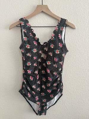 Sundance Marilyn Floral Ruched Molded Cups One Piece Swimsuit Beach Vacation M