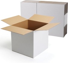 CRUGLA 12x12x12 Shipping Boxes 10 Pack, White Corrugated Cardboard Boxes with Si