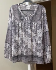 Knox Rose Top Purple Floral Coastal Gypsy Flowy Festival Bohemian Women's XXL