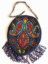 Antique Beaded Fringed Purse- Made In France