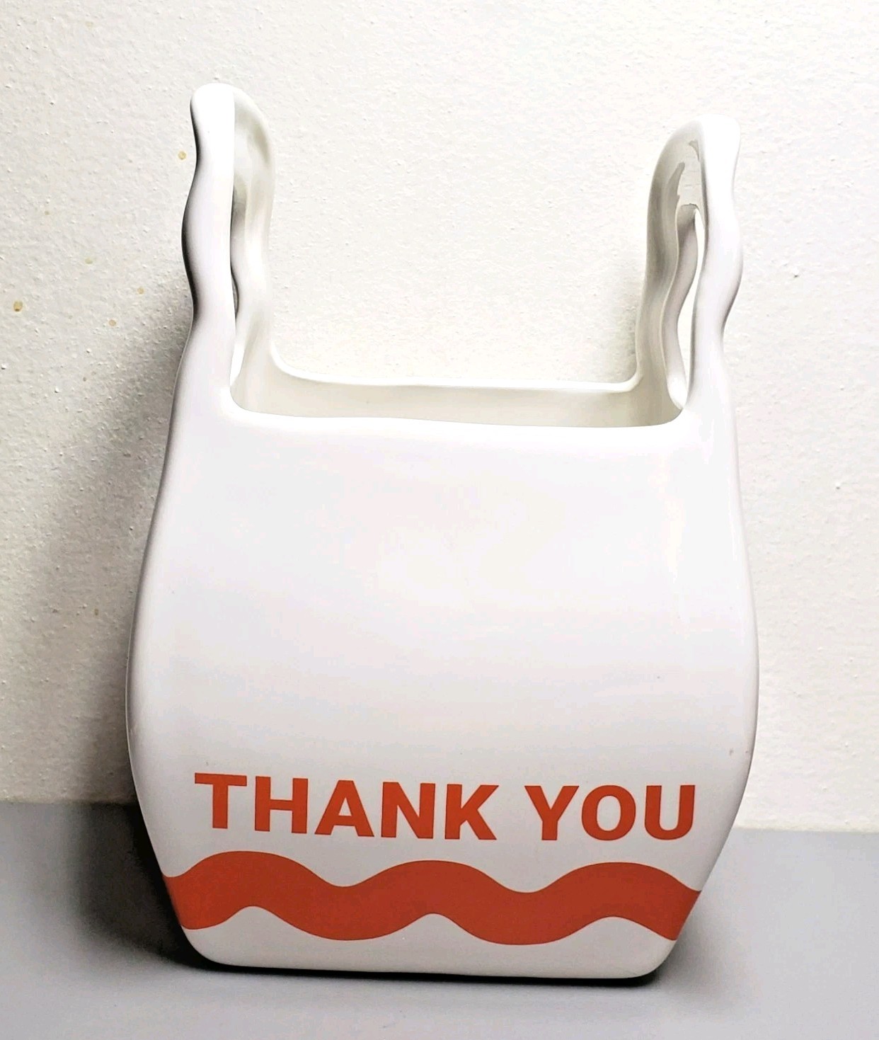 Room Essentials "Thank You" "No Thank You" Porcelain Grocery Bag Decoration/Vase