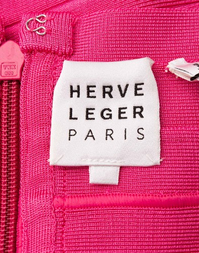 RRP €803 HERVE LEGER Knitted Mini Bandage Dress Size XS Pink Boat Neck - Picture 6 of 6