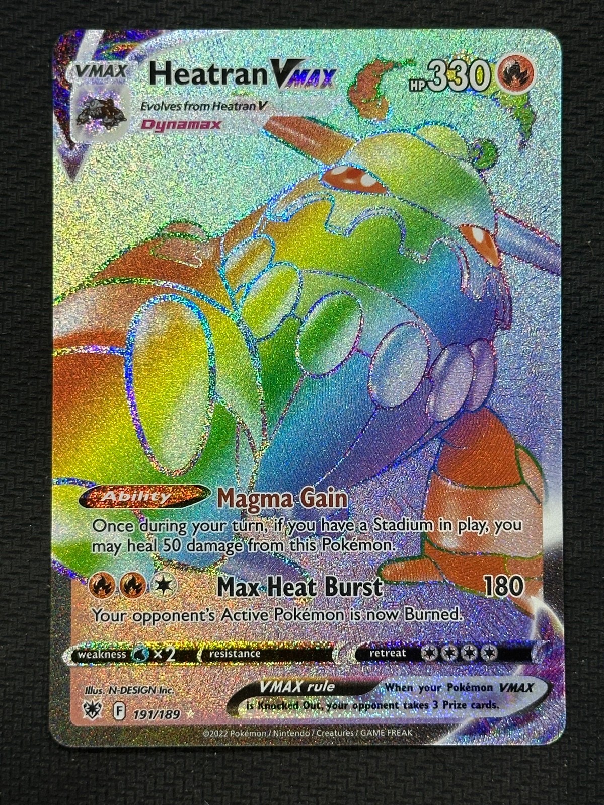 Heatran VMAX (Secret) Holo Secret Rare SWSH10: Astral Radiance 191/189 NM