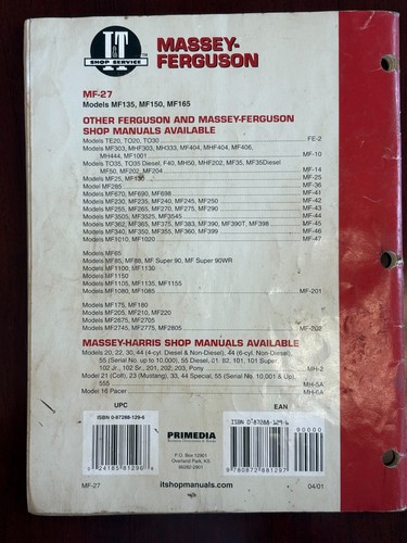 B IT Massey Ferguson Tractor Service Repair Shop Maintenance Manual MF-135 150 - Picture 2 of 4
